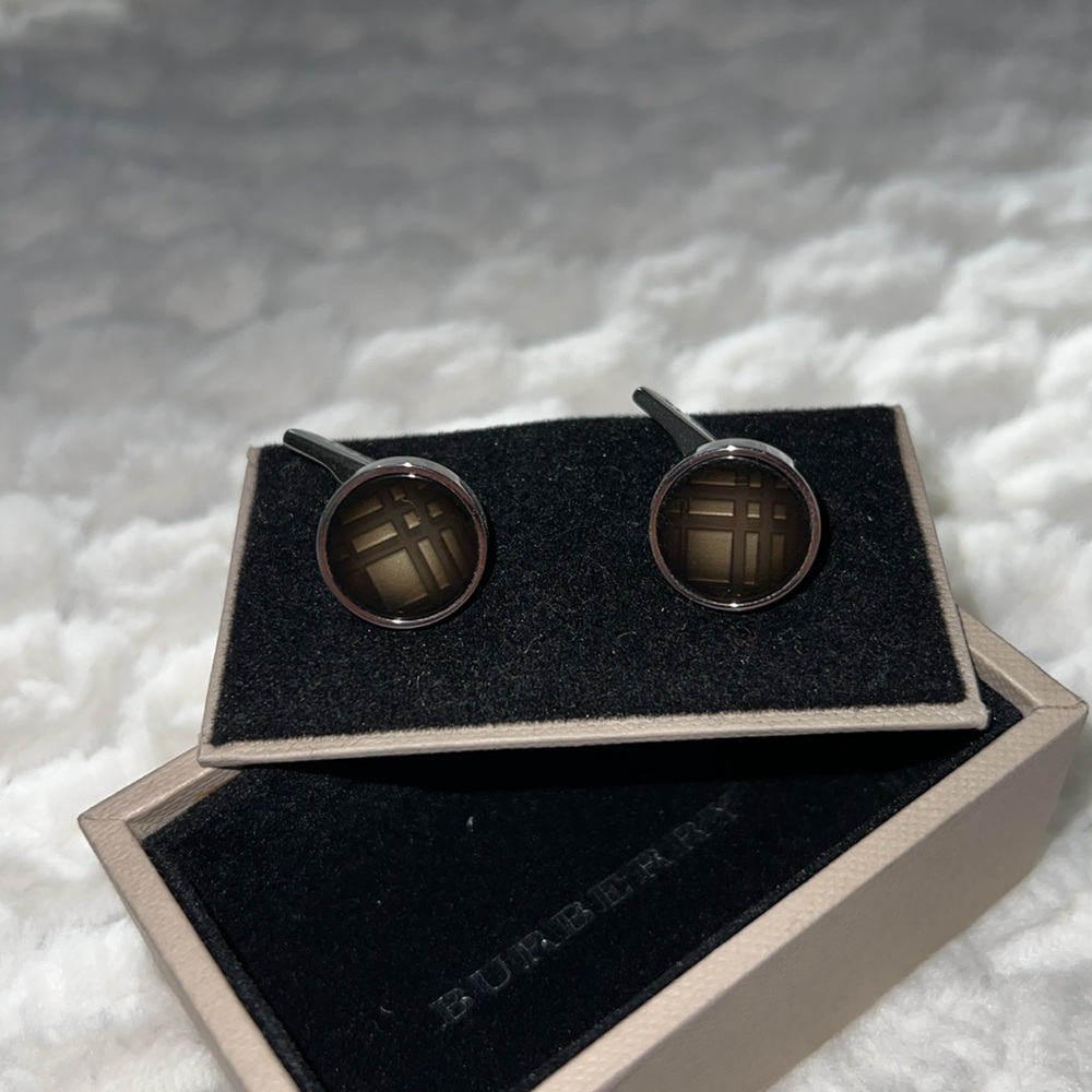 Burberry Circle Check Cuff Link-Authentic-NIB